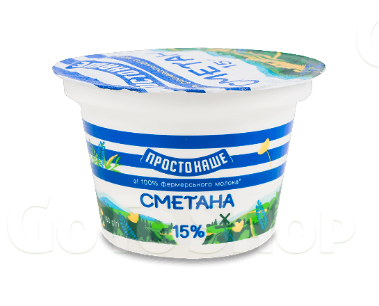 Сметана Простонаше 15% стакан 180г