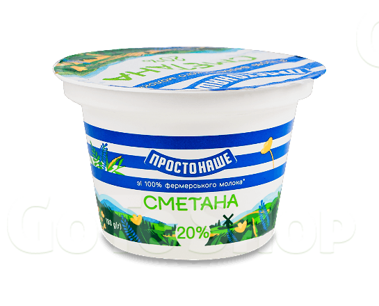 Сметана Простонаше 20% стакан 180г