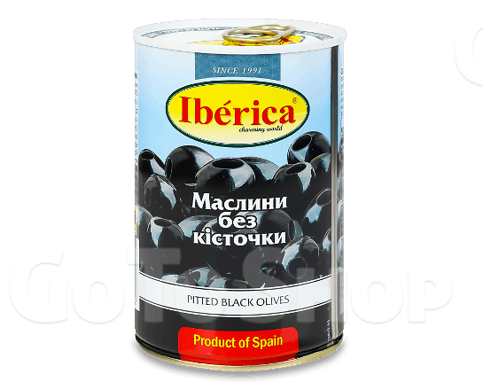 Маслини Iberica чорні великі без кісточки 420г