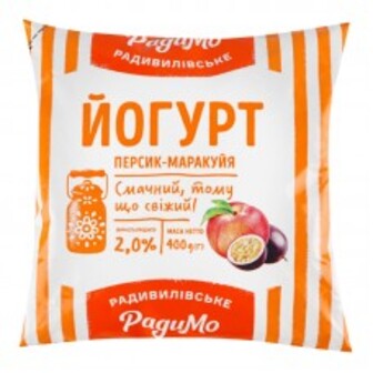 ЙОГ ПЕРСИК/МАРАКУЯ 2% П/Е 400Г РАДИМО
