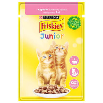 Корм вологий для кошенят 85 г. Friskies Junior Шматочки в підливі з куркою