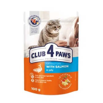 Корм для котів Club 4 Paws з лососем в желе, 100г