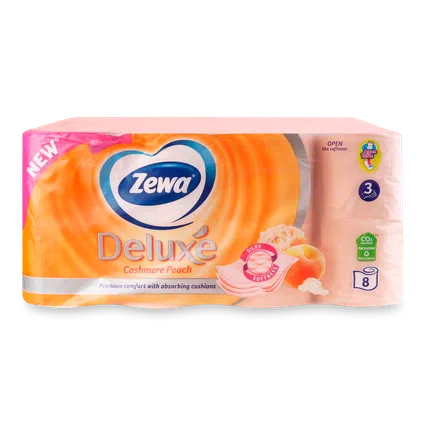 Папір туалетний Zewa Deluxe персик 3-шаровий, 8шт