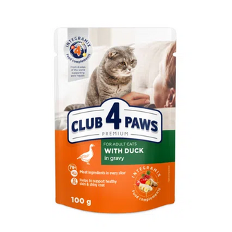 Корм для котів Club 4 Paws Premium з качкою в соусі, 100г