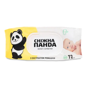 Серветки вологі «Сніжна панда» ромашка, 72шт