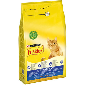 Сухий корм 1.5 кг для стерилізованих кішок і котів. Purina Friskies з лососем