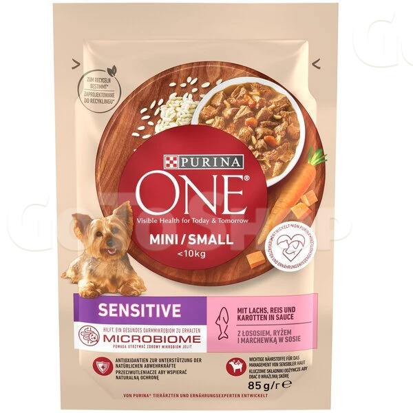 Корм вологий для дорослих собак Purina One Mini Sensetive з лососем, 85 г