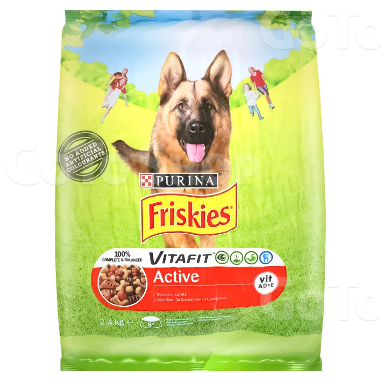 Корм сухий для активних собак Purina Friskies Active, з яловичиною, 2,4 кг