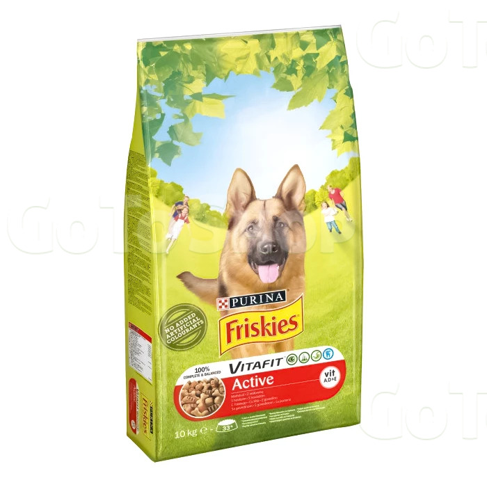 Сухий корм для дорослих активних собак Purina Friskies з яловичиною, 10 кг