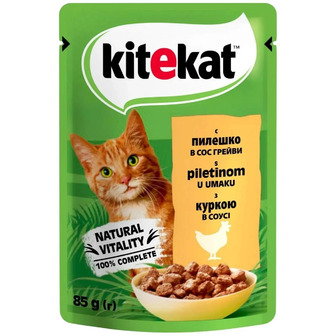 Вологий корм для котів Kitekat з куркою в соусі 85 г (5900951307355)