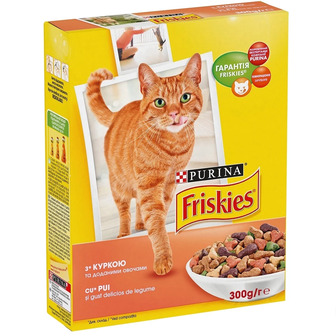 Сухий корм для котів 300 г. Purina Friskies з куркою і доданими овочами