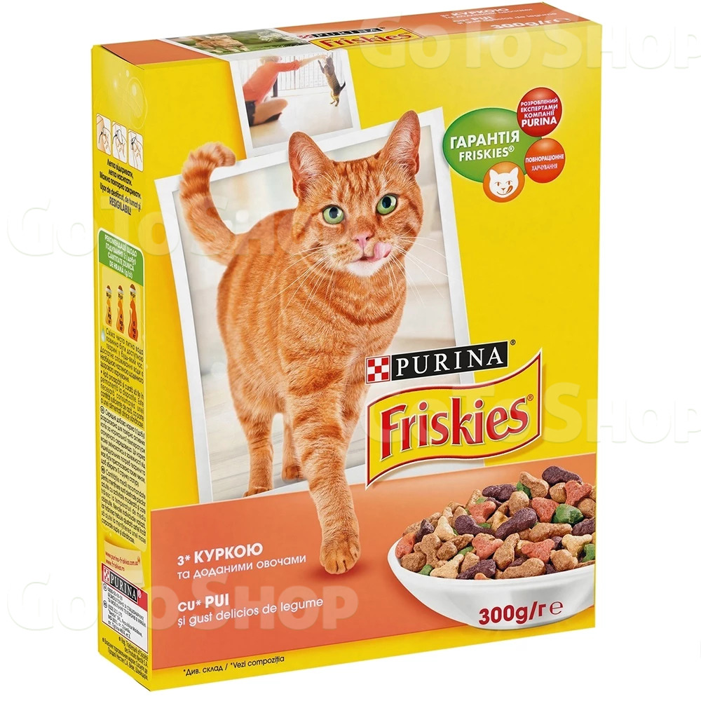 Сухий корм для котів 300 г. Purina Friskies з куркою і доданими овочами