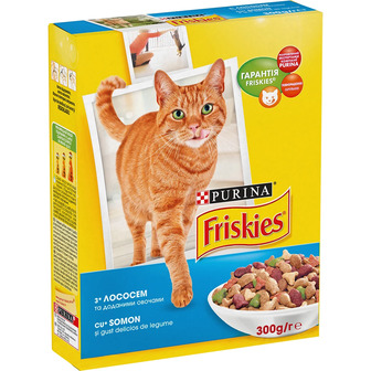 Сухий корм для котів 300 г. Purina Friskies з лососем і овочами