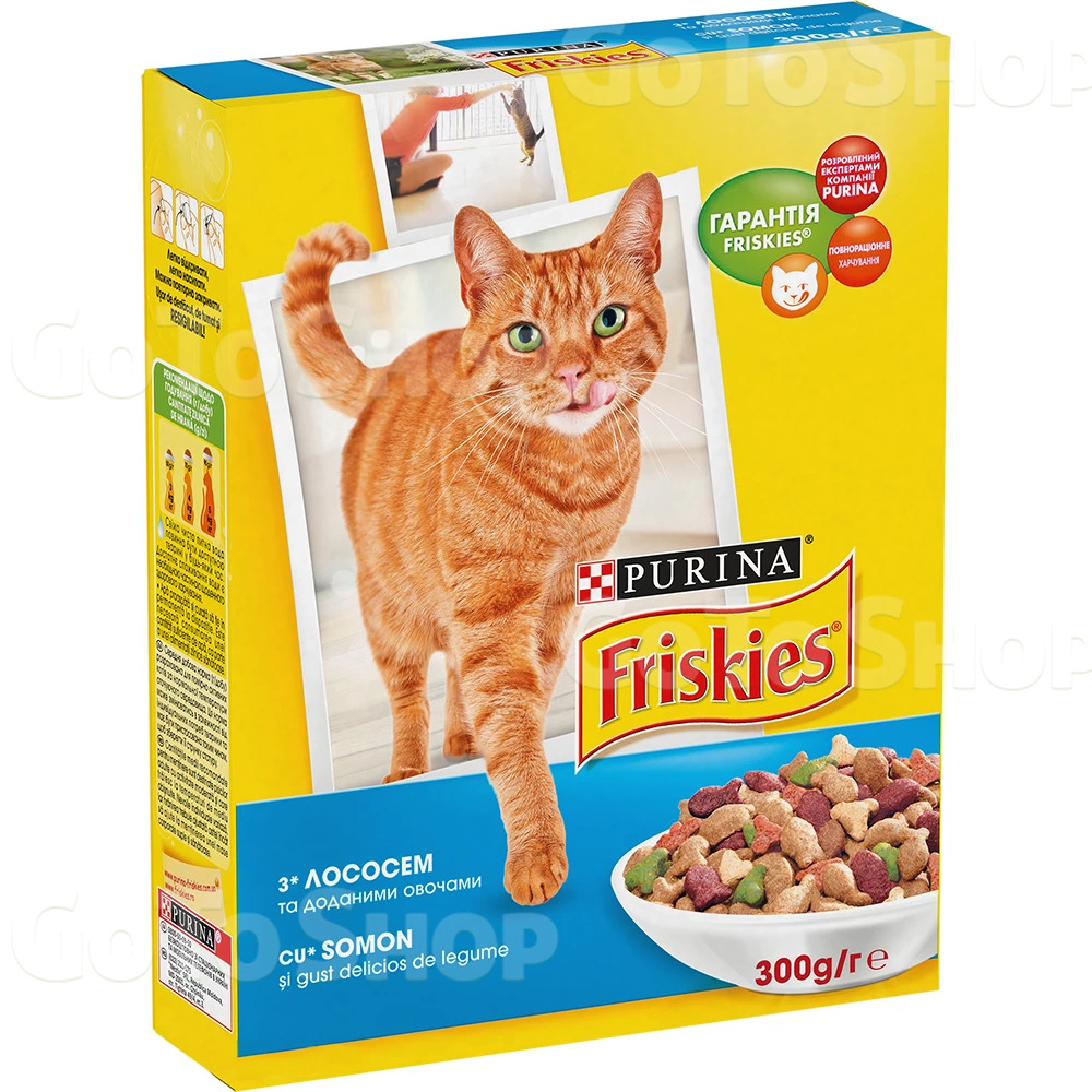 Сухий корм для котів 300 г. Purina Friskies з лососем і овочами