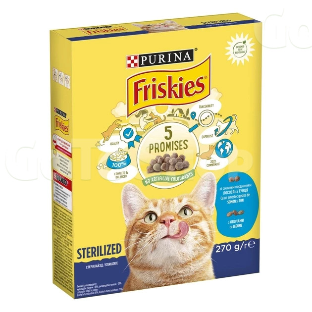 Корм 270 г. Purina Friskies Sterilised, лосось та тунець з овочами