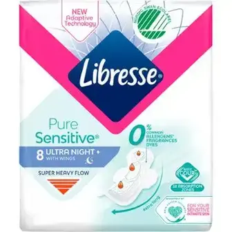 Прокладки Libresse Pure Sensitive Ultra Night + Нічні 8шт