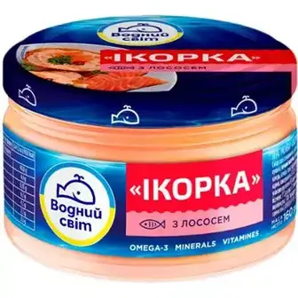 Продукт з ікрою скандинавської риби і лососем Водний світ Ікорка 160 г