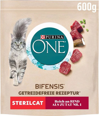 Сухий корм для котів Purina One Grain Free комплекс Bifensis з яловичиною для стерилізованих 0.6 кг (8445290455857)