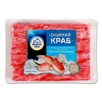 Палички крабові Водний світ Сніговий краб охолоджені, 150г (150г)