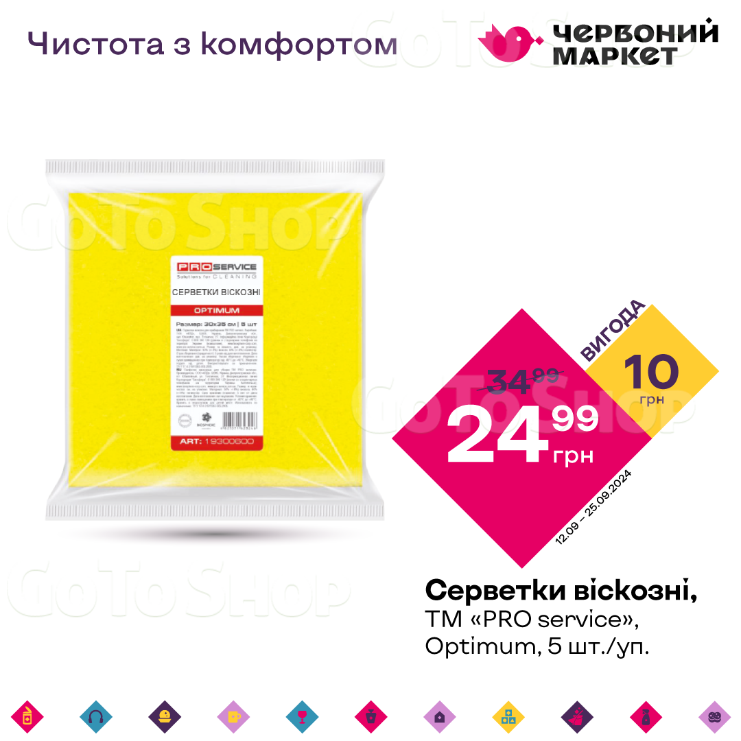 Серветки віскозні, ТМ «PRO service», Optimum, 5 шт./уп.