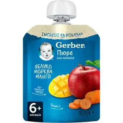 Пюре Gerber Яблуко-морква-манго для дітей 90 г