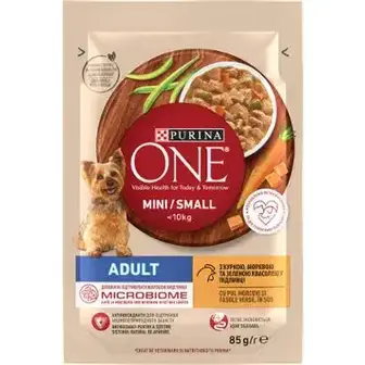 Корм для собак Purina One Mini Adult з куркою та морквою в соусі 85 г