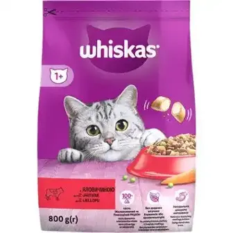 Корм для котiв Whiskas сухий з яловичиною 800 г