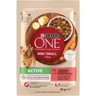 Корм для собак Purina One Mini Active з яловичиною та картоплею в соусі 85 г