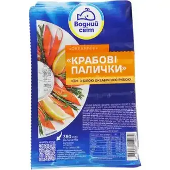 Крабові палички Водний Світ з білої океанічної риби охолоджені 360 г