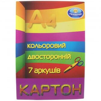 Картон кольоровий Тетрада Меловка А4 двосторонній 7шт/уп