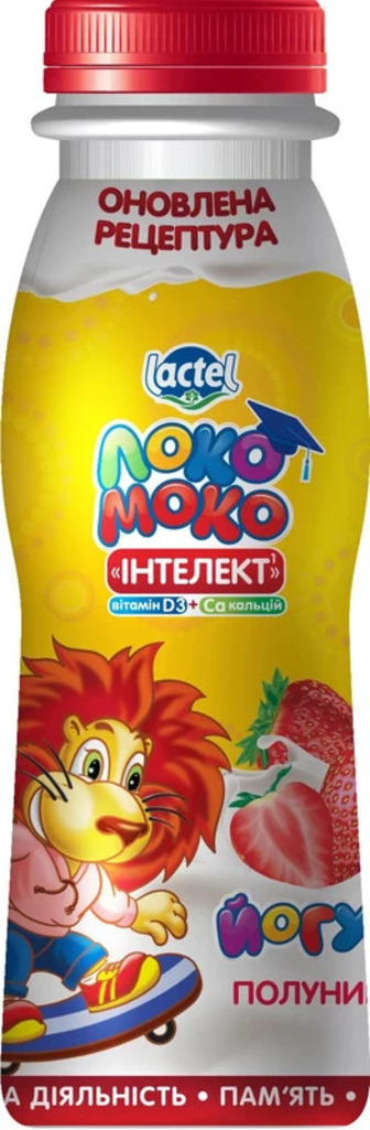 Йогурт Локо Моко полуниця з кальцієм, Омега 3 та вітаміном D3 1,5% 185г