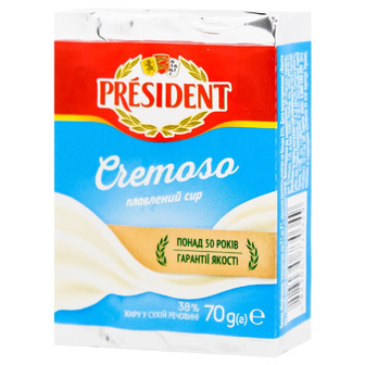 Сир плавлений President Cremoso 38% 70 г (4823065730349)