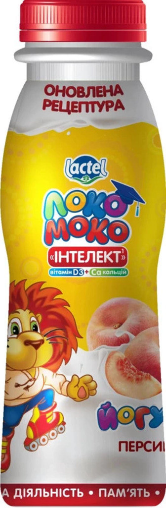 Йогурт Локо Моко персик з кальцієм, Омега 3 та вітаміном D3 1,5% 185г