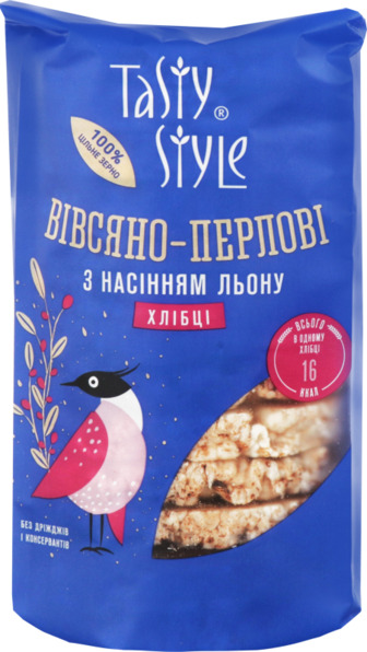 Хлібці з насiнням льону Biвсяно-перловi Tasty Style м/у 100г