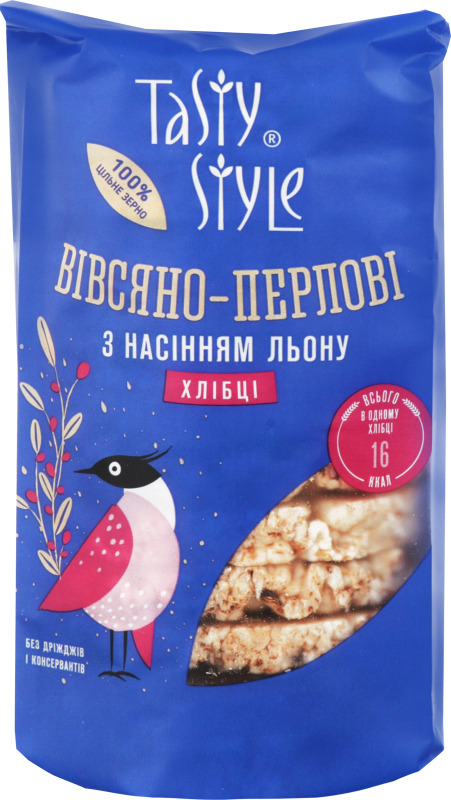 Хлібці з насiнням льону Biвсяно-перловi Tasty Style м/у 100г