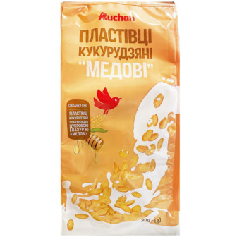 Пластівці Ашан кукурудзяні медові, 300 г