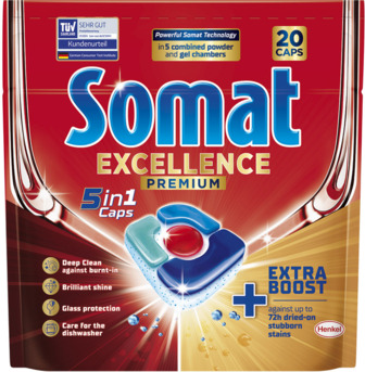 Капсули для посудомийної машини Somat Exellence 5-в-1 20 шт (9000101808384)