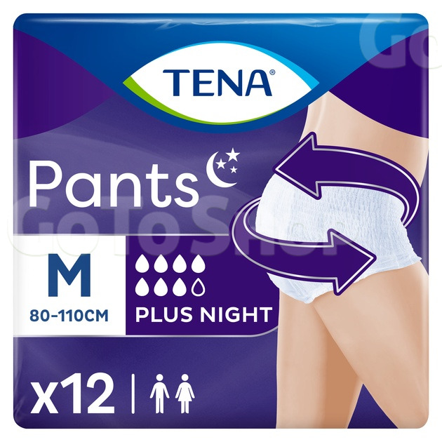 Труси-підгузки для дорослих Tena Pants Plus Night нічні розмір Medium 12 шт (7322540839913)