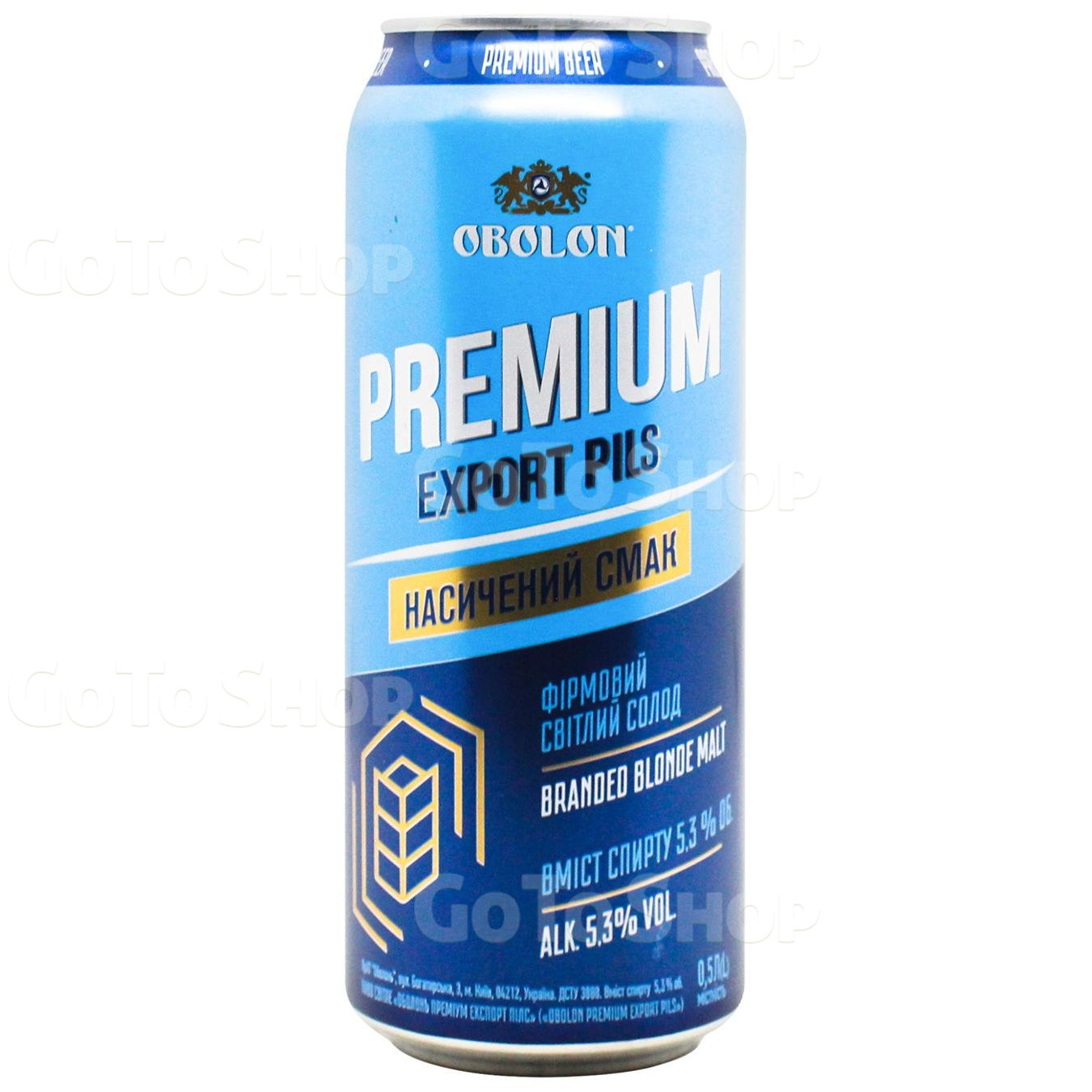 Пиво Оболонь Premium Export Pils світле фільтроване 5.3% 0.5 л (4820193036404)