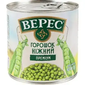 Горошок Верес Преміум зелений ніжний 420 г