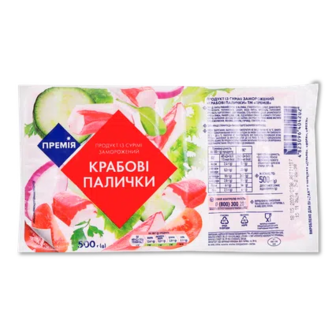 Крабові палички «Премія»® продукт з сурімі заморожені, 500г (500г) (500г)