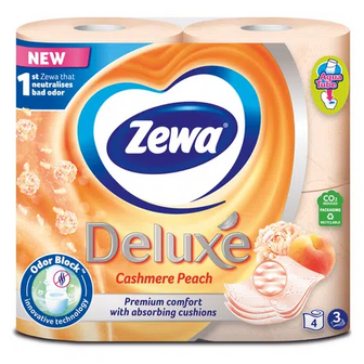 Папір туалетний Zewa Deluxe «Персик», 4шт/уп