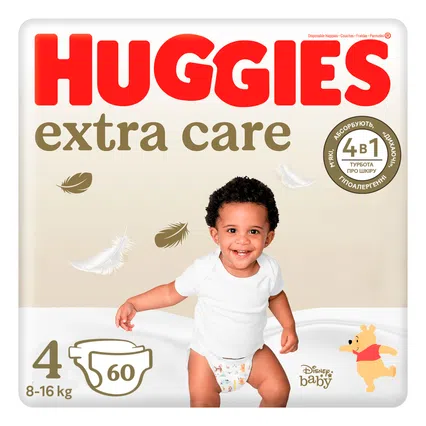 Підгузки Huggies Extra Care Mega 4 ( 8-16 кг), 60шт