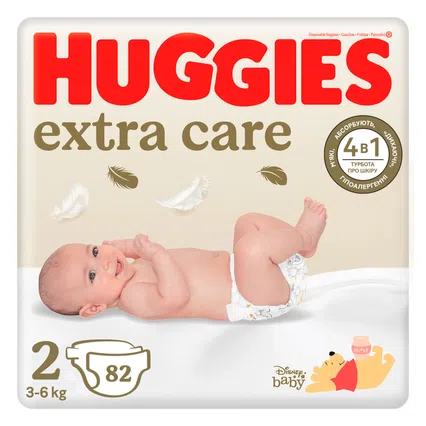 Підгузки Huggies Extra Care Mega Pack 2 (3-6 кг), 82шт