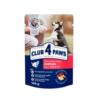 Корм для цуценят Club 4 Paws з індичкою в соусі 100г