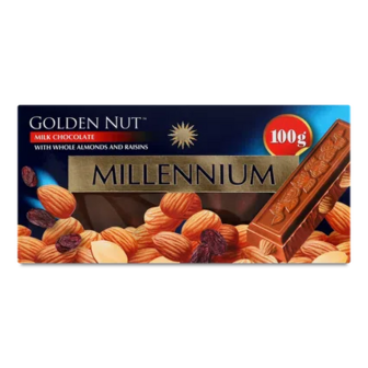 Шоколад молочний Millennium Golden Nut мигдаль-родзинки, 100г