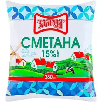 Сметана Злагода 15% 380 г