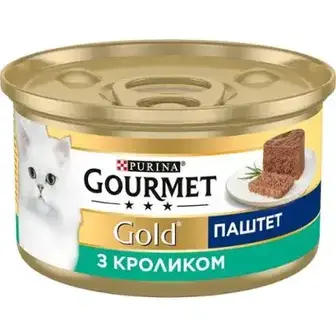 Вологий корм Gourmet Gold для дорослих котів паштет з кроликом 85 г