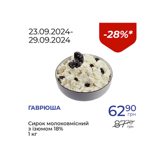 Сирок молоковмісний з ізюмом 18% - знижка 28%