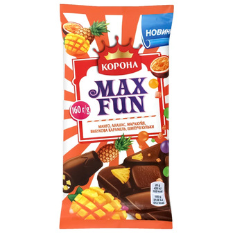 Шоколад молочний Корона Max Fun Манго, ананас, маракуйя